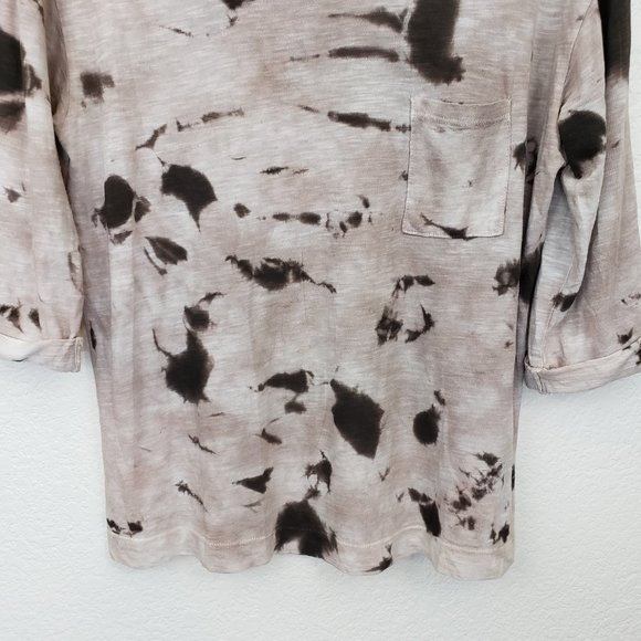 Vince Women's Crew Brown & Tan Tie Dye Splatter Pocket Folded Oversize Shirt S - Picture 3 of 16